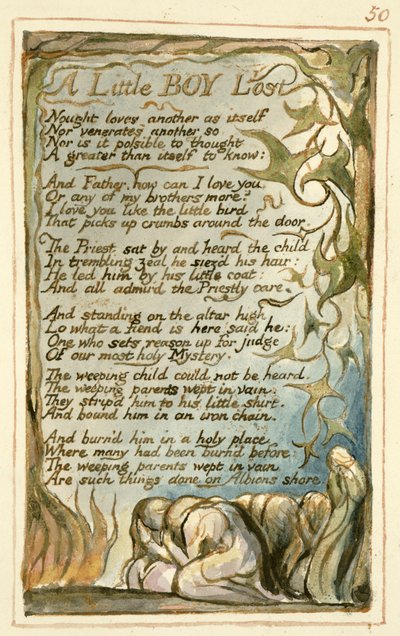 Een Klein Jongen Verloren: plaat 50 uit Songs of Innocence and of Experience (kopie AA) c.1815-26 door William Blake